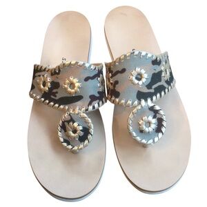 Jack Rogers Women's Captiva Camo & Platinum Flip Flop Thong Sandal Size 8.5